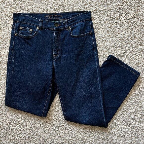 RALPH LAUREN Women’s Classic Straight Jeans Mid Rise Dark Blue Wash Size 4 - Picture 2 of 10